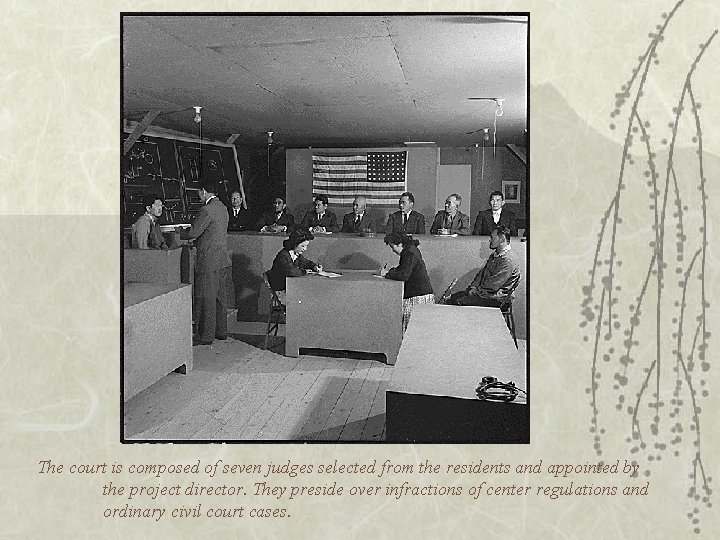The court is composed of seven judges selected from the residents and appointed by