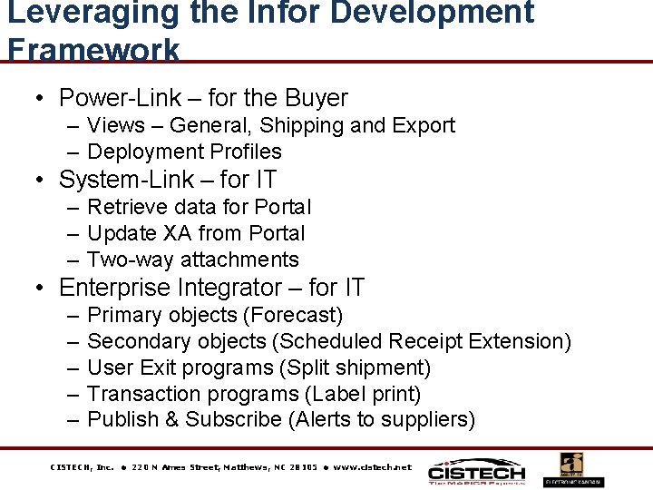 Leveraging the Infor Development Framework • Power-Link – for the Buyer – Views –