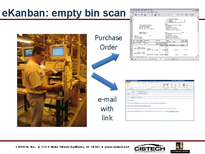 e. Kanban: empty bin scan Purchase Order e-mail with link CISTECH, Inc. 220 N