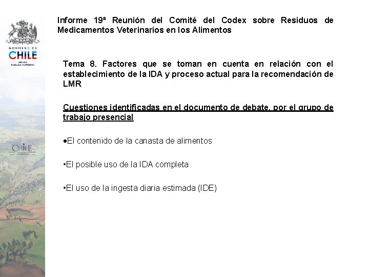 Informe 19ª Reunión del Comité del Codex sobre Residuos de Medicamentos Veterinarios en los