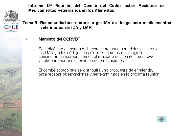 Informe 19ª Reunión del Comité del Codex sobre Residuos de Medicamentos Veterinarios en los