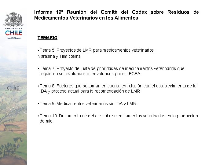 Informe 19ª Reunión del Comité del Codex sobre Residuos de Medicamentos Veterinarios en los