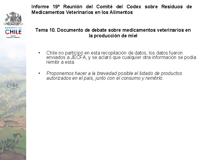 Informe 19ª Reunión del Comité del Codex sobre Residuos de Medicamentos Veterinarios en los