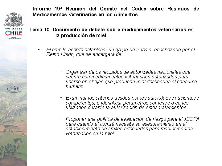 Informe 19ª Reunión del Comité del Codex sobre Residuos de Medicamentos Veterinarios en los