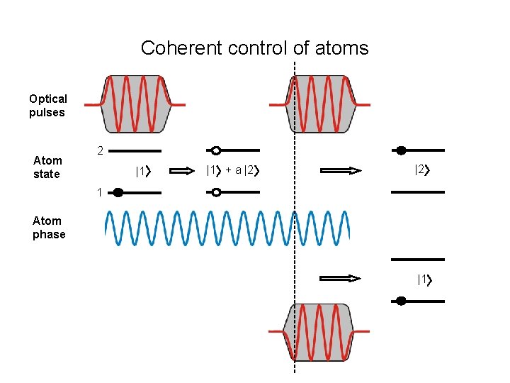 Coherent control of atoms Optical pulses Atom state 2 |1 |1 + a |2