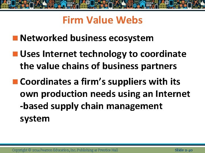 Firm Value Webs n Networked business ecosystem n Uses Internet technology to coordinate the