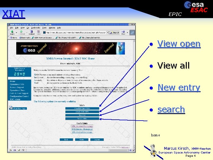 XIAT EPIC ESAC · View open · View all · New entry · search