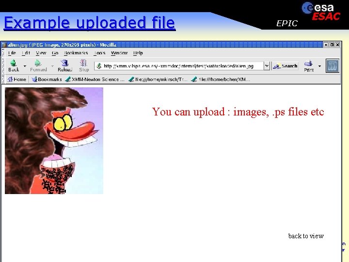 Example uploaded file EPIC ESAC You can upload : images, . ps files etc