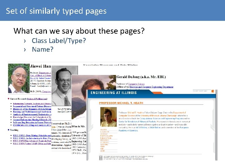 Set of similarly typed pages What can we say about these pages? › Class