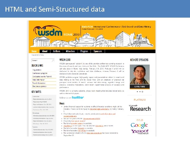 HTML and Semi-Structured data 