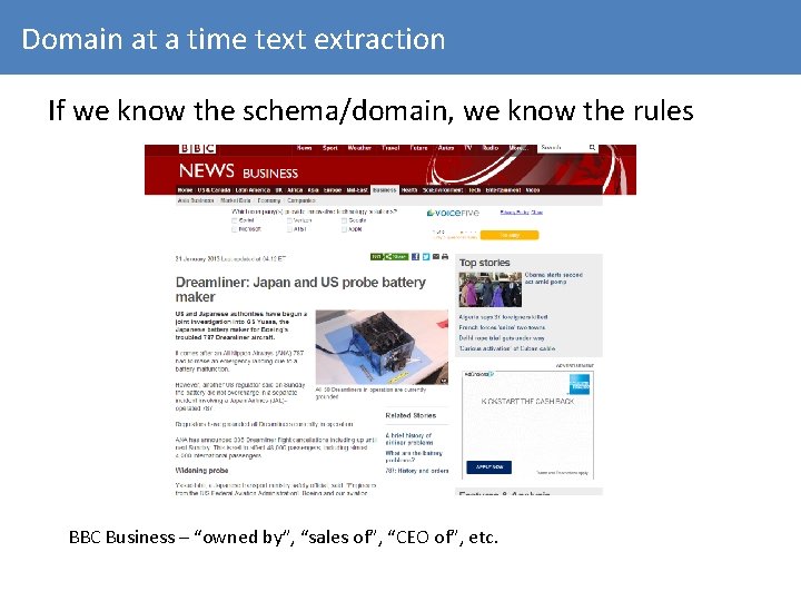 Domain at a time text extraction If we know the schema/domain, we know the