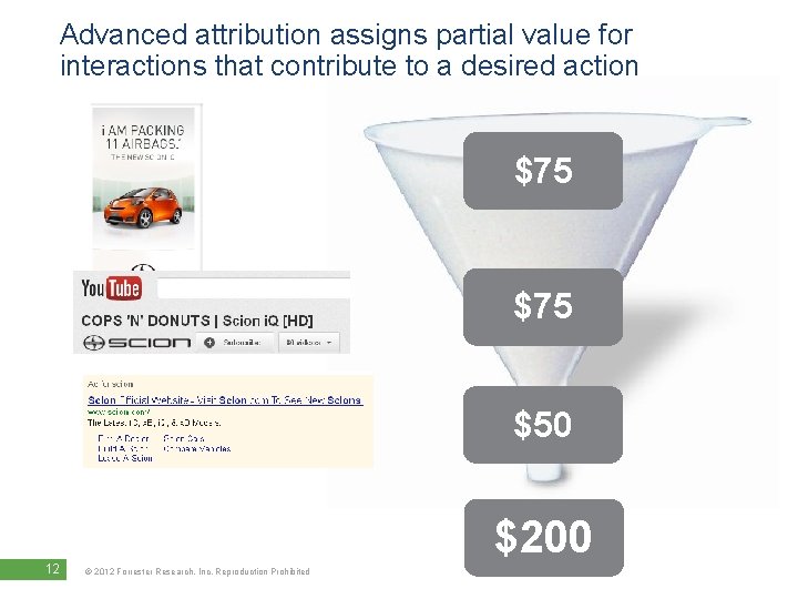 Advanced attribution assigns partial value for interactions that contribute to a desired action $75