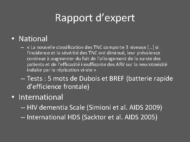 Rapport d’expert • National – « La nouvelle classification des TNC comporte 3 niveaux