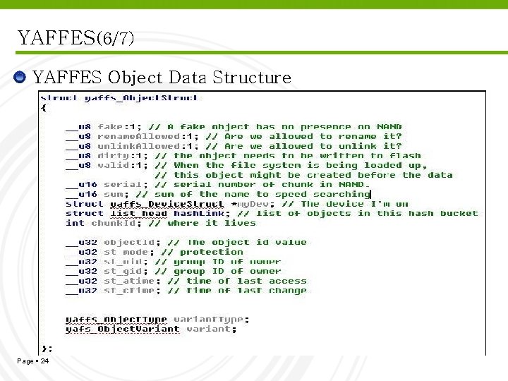 YAFFES(6/7) YAFFES Object Data Structure Page 24 