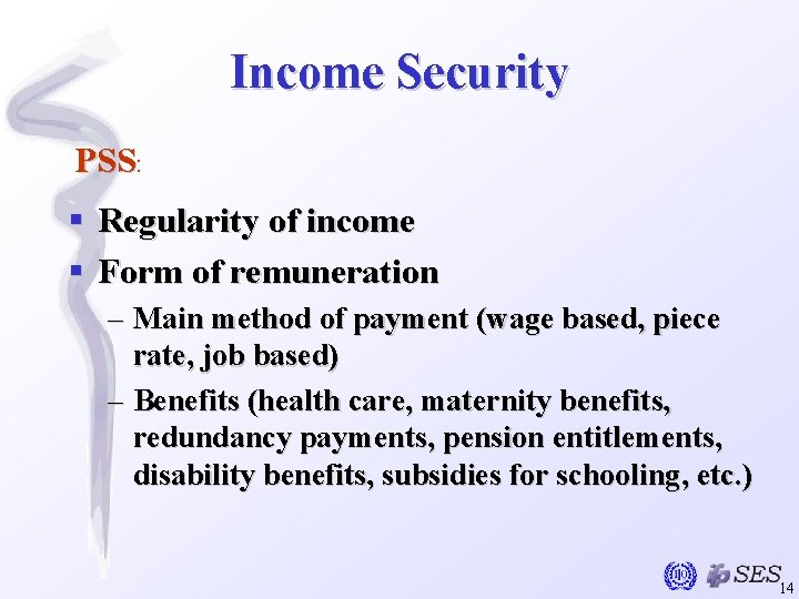 Income Security PSS: § Regularity of income § Form of remuneration – Main method