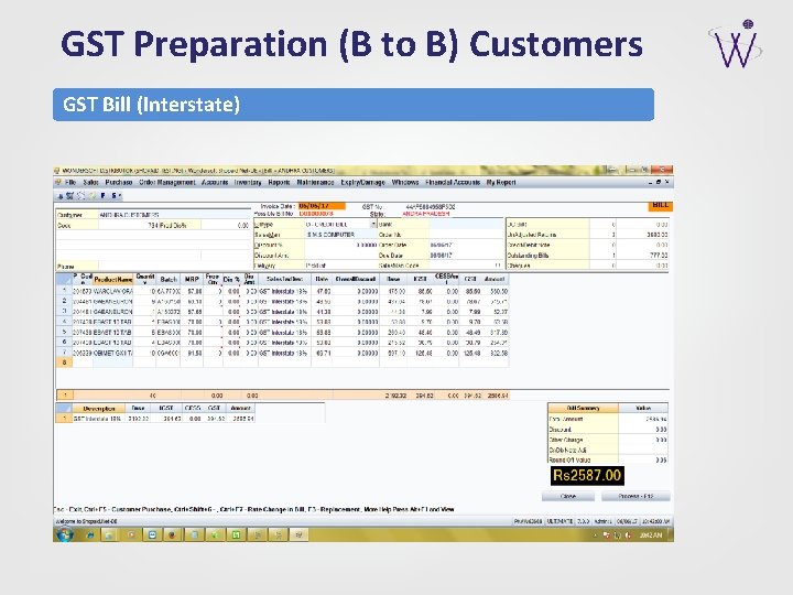 GST Preparation (B to B) Customers GST Bill (Interstate) 