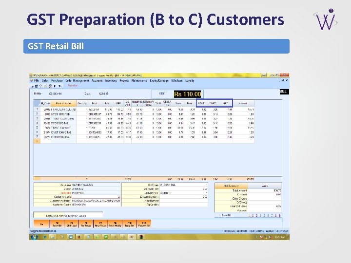 GST Preparation (B to C) Customers GST Retail Bill 