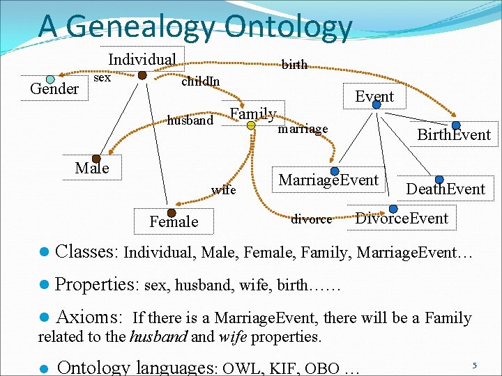 A Genealogy Ontology Individual Gender sex birth child. In husband Family Male wife Female