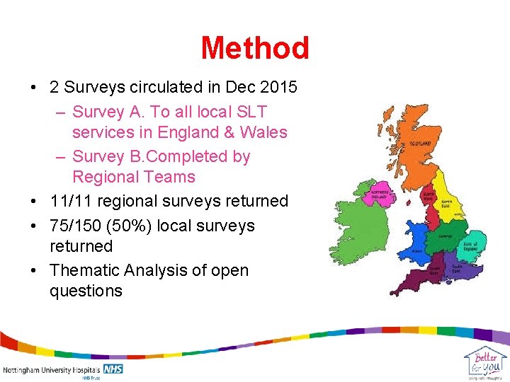 Method • 2 Surveys circulated in Dec 2015 – Survey A. To all local