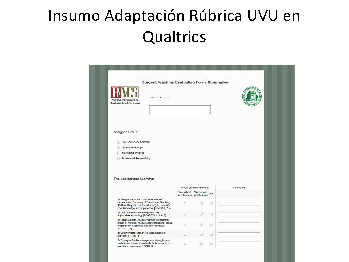 Insumo Adaptación Rúbrica UVU en Qualtrics 