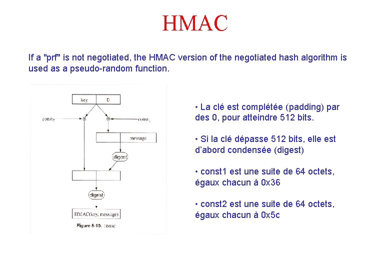 HMAC If a "prf" is not negotiated, the HMAC version of the negotiated hash