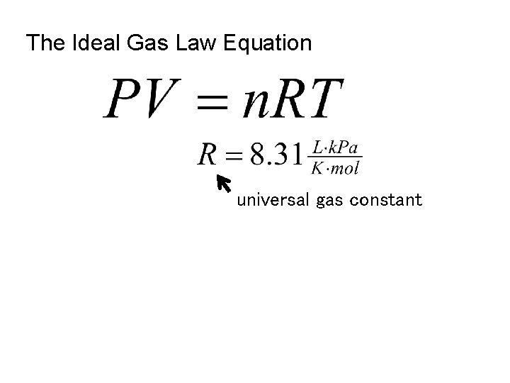 The Ideal Gas Law Equation universal gas constant 