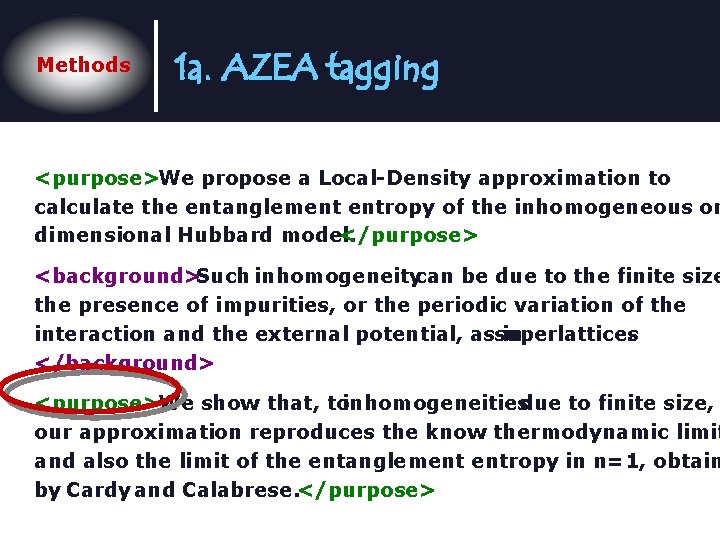 Methods 1 a. AZEA tagging <purpose>We propose a Local-Density approximation to calculate the entanglement