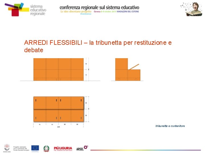 ARREDI FLESSIBILI – la tribunetta per restituzione e debate tribunetta e contenitore 