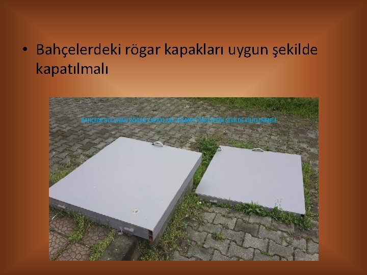  • Bahçelerdeki rögar kapakları uygun şekilde kapatılmalı 