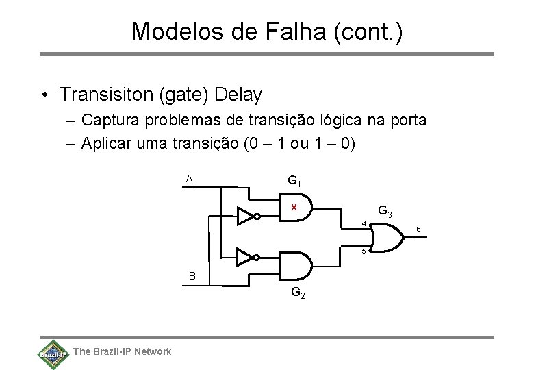 Modelos de Falha (cont. ) • Transisiton (gate) Delay – Captura problemas de transição