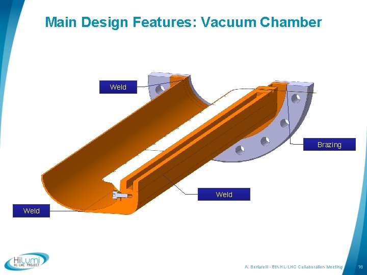 Main Design Features: Vacuum Chamber Weld Brazing Weld A. Bertarelli - 8 th HL-LHC