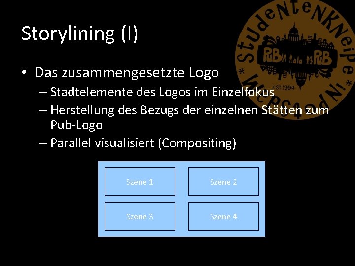 Storylining (I) • Das zusammengesetzte Logo – Stadtelemente des Logos im Einzelfokus – Herstellung