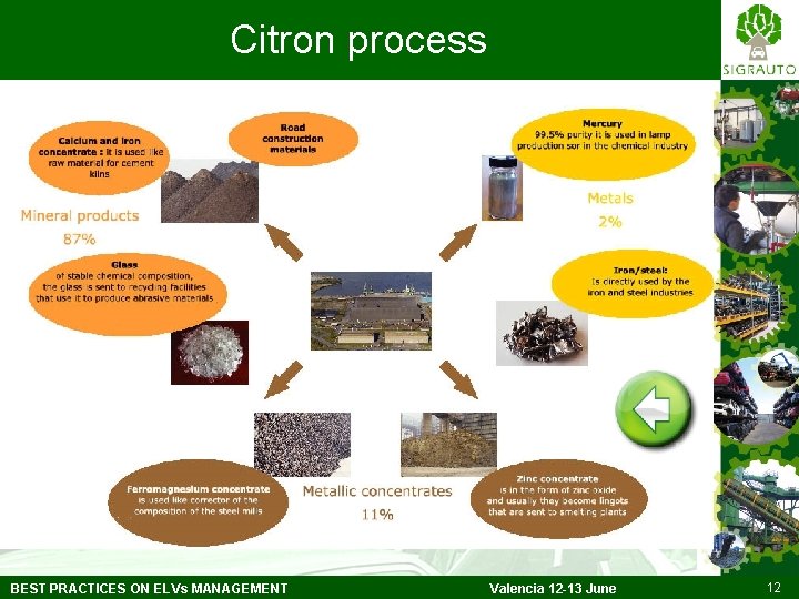 Citron process BEST PRACTICES ON ELVs MANAGEMENT Valencia 12 -13 June 12 