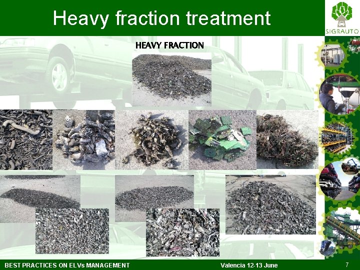 Heavy fraction treatment HEAVY FRACTION BEST PRACTICES ON ELVs MANAGEMENT Valencia 12 -13 June