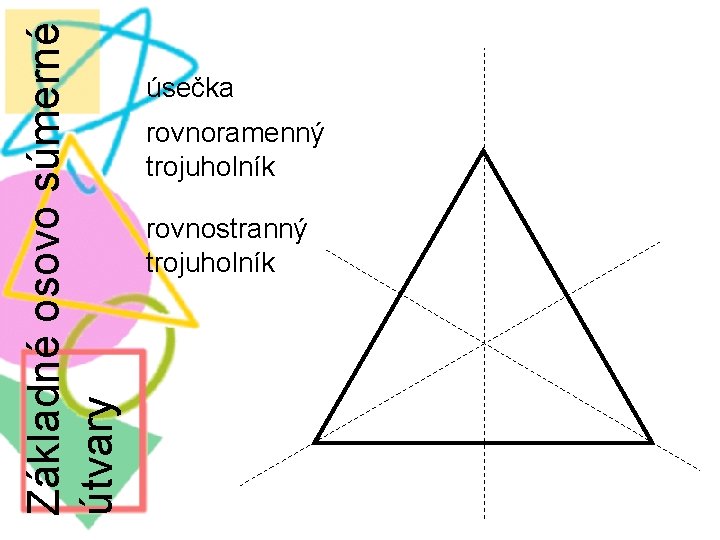 Základné osovo súmerné útvary úsečka rovnoramenný trojuholník rovnostranný trojuholník 