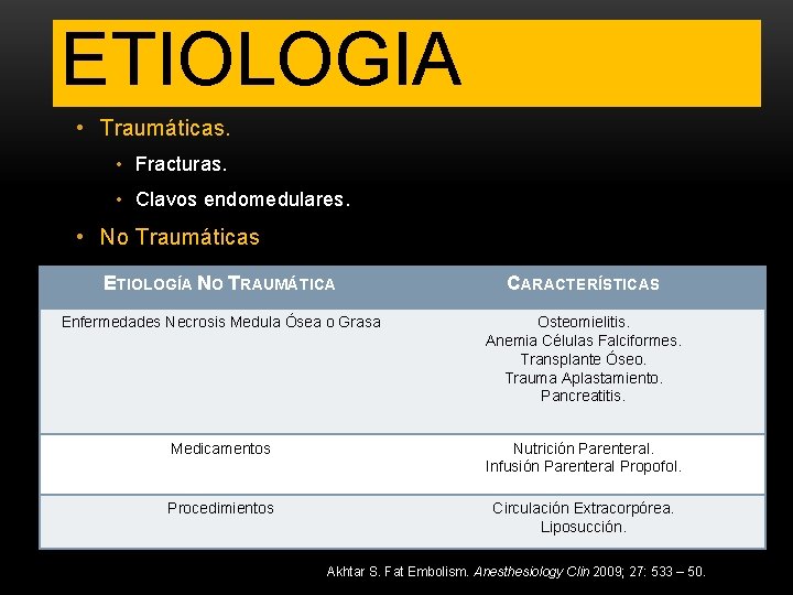 ETIOLOGIA • Traumáticas. • Fracturas. • Clavos endomedulares. • No Traumáticas ETIOLOGÍA NO TRAUMÁTICA