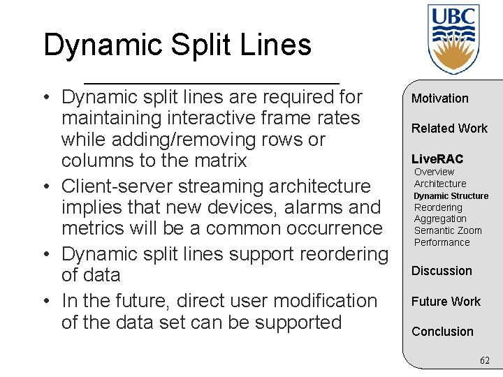 Dynamic Split Lines • Dynamic split lines are required for maintaining interactive frame rates