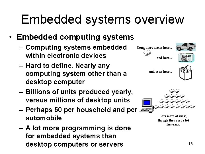 Embedded systems overview • Embedded computing systems – Computing systems embedded Computers are in