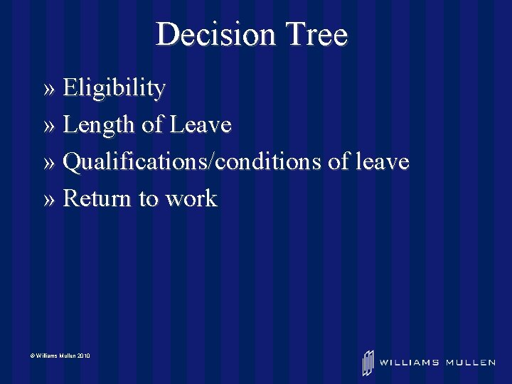 Decision Tree » Eligibility » Length of Leave » Qualifications/conditions of leave » Return