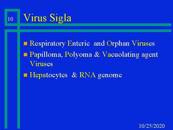 10 Virus Sigla Respiratory Enteric and Orphan Viruses n Papilloma, Polyoma & Vacuolating agent