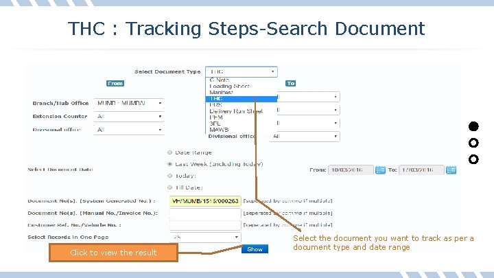 THC : Tracking Steps-Search Document Click to view the result Select the document you