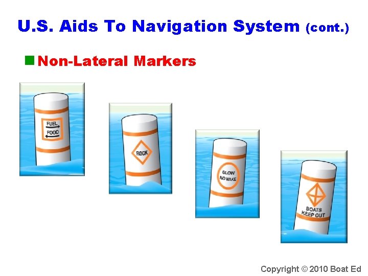 U. S. Aids To Navigation System (cont. ) n Non-Lateral Markers Copyright © 2010