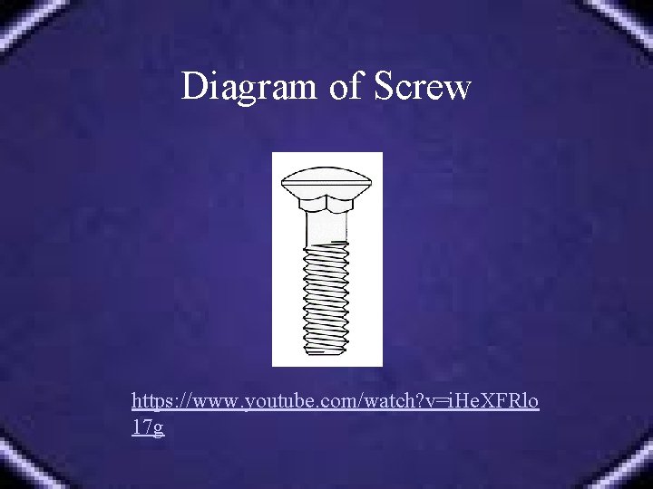 Diagram of Screw https: //www. youtube. com/watch? v=i. He. XFRlo 17 g 