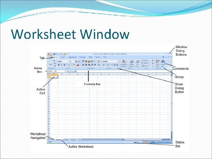Worksheet Window Name Box Formula Bar 