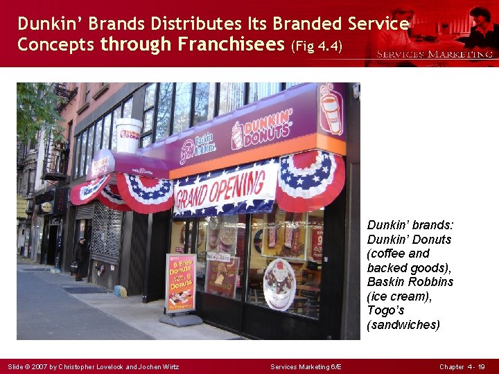 Dunkin’ Brands Distributes Its Branded Service Concepts through Franchisees (Fig 4. 4) Dunkin’ brands: