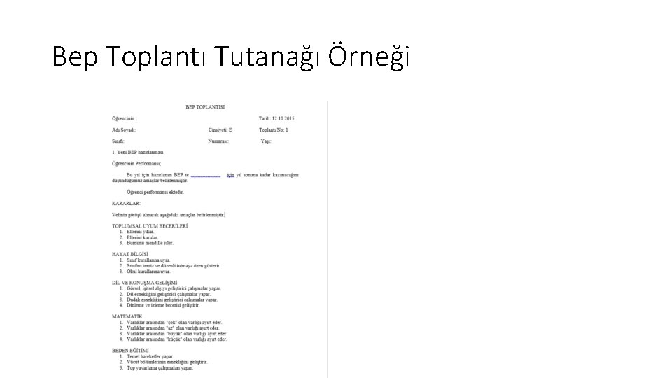 Bep Toplantı Tutanağı Örneği 