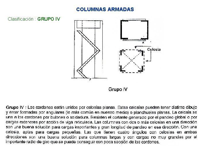 COLUMNAS ARMADAS Clasificación : GRUPO IV 
