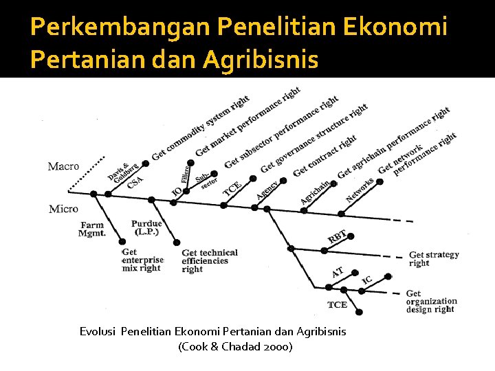 Perkembangan Penelitian Ekonomi Pertanian dan Agribisnis Evolusi Penelitian Ekonomi Pertanian dan Agribisnis (Cook &