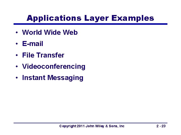 Applications Layer Examples • World Wide Web • E-mail • File Transfer • Videoconferencing