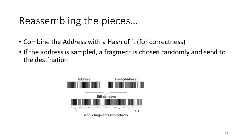 Reassembling the pieces… • Combine the Address with a Hash of it (for correctness)
